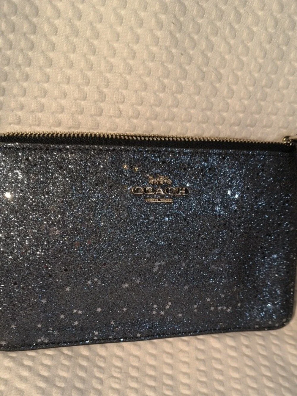 Coach Star Glitter Wristlet in Navy Blue with Star Accents F38641